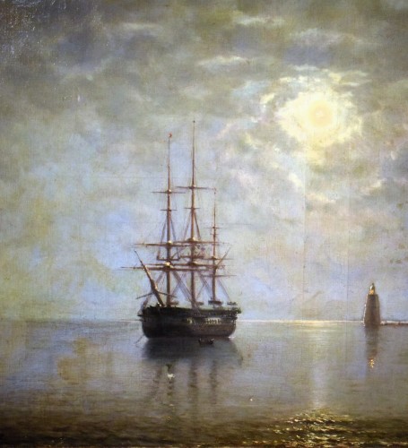 Tableaux et dessins Tableaux XIXe siècle - Venise, San Giorgio Maggiore au clair de lune - Baron Deslanders E.A. daté 1877